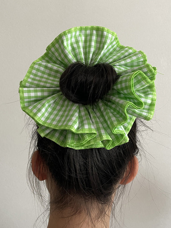 Four layer plaid lace hair tie