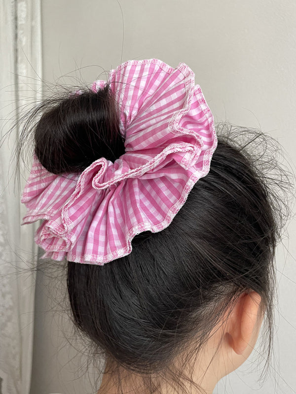 Four layer plaid lace hair tie