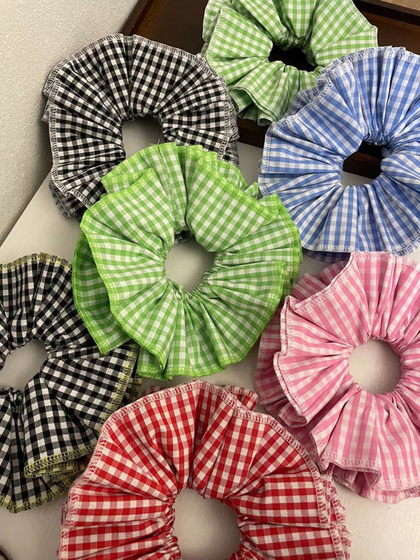 cute Four-layer plaid lace hair tie