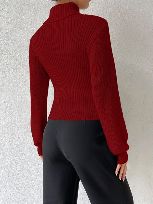 Loose sweater turtleneck hollow top