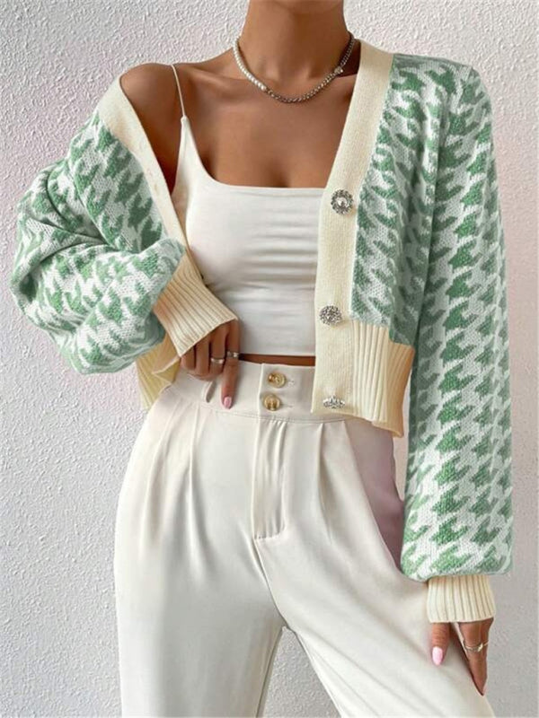 Houndstooth Knit Cardigan