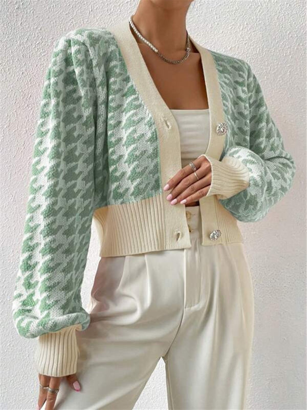 Houndstooth Knit Cardigan