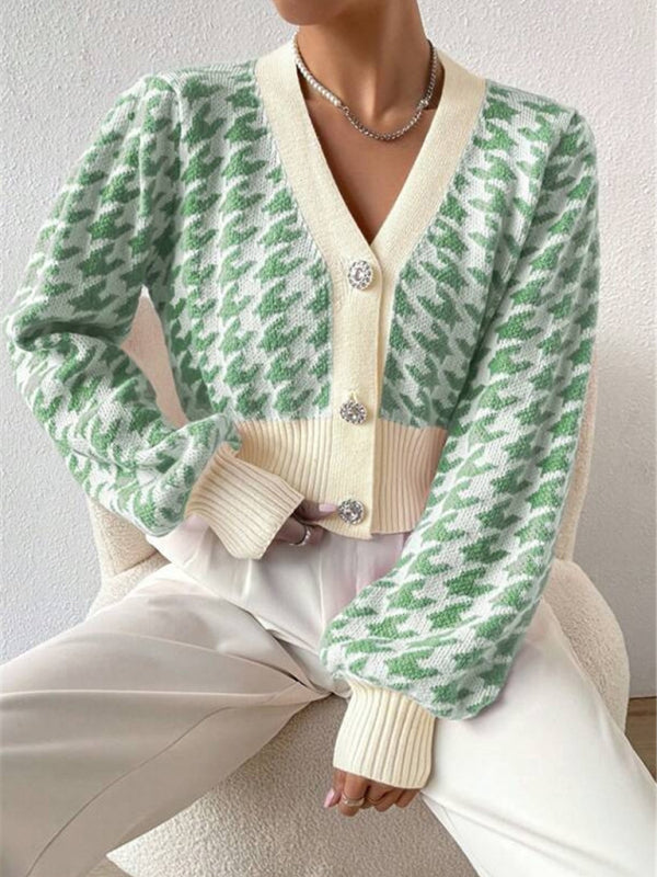 Houndstooth Knit Cardigan
