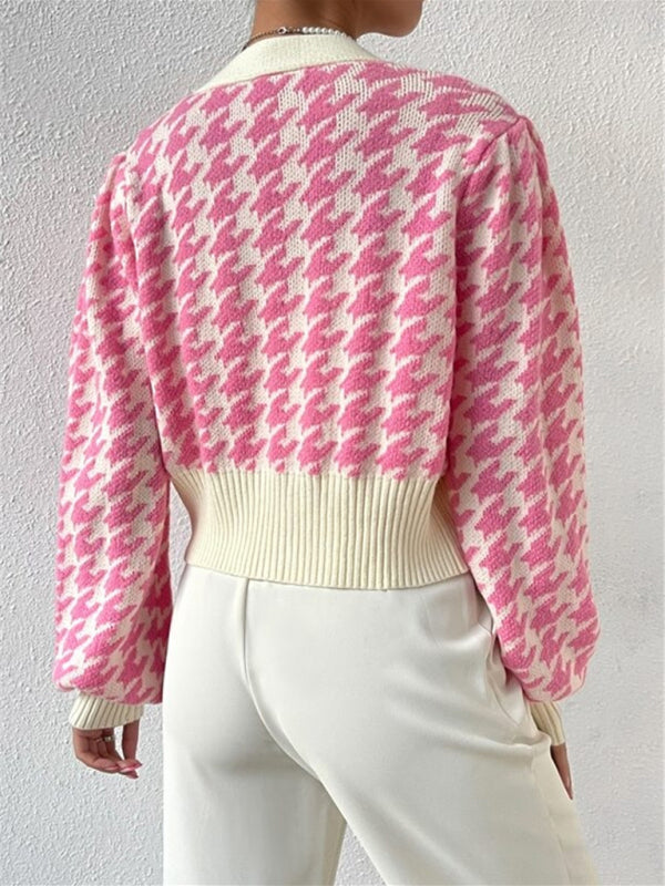 Houndstooth Knit Cardigan