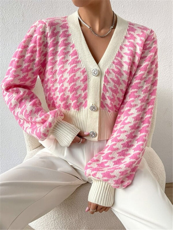 Houndstooth Knit Cardigan