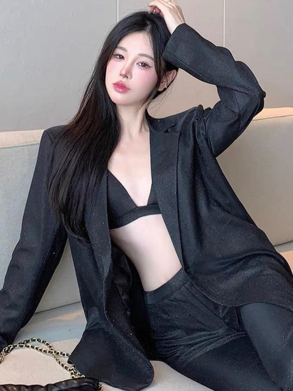 Chic Three Piece Sequin Suit