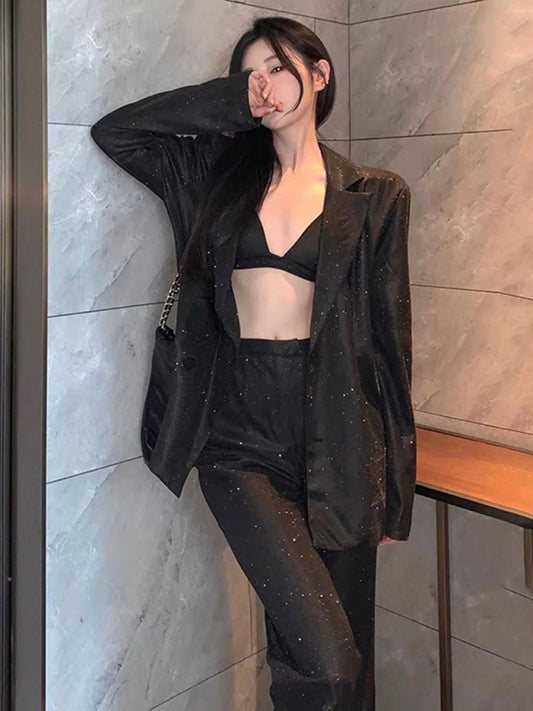 Chic Three Piece Sequin Suit