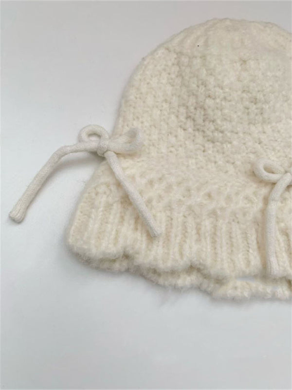 New cute bow warm knitted fisherman hat