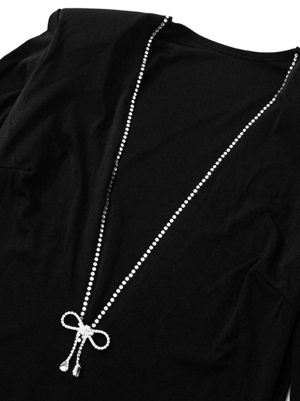 V-neck long-sleeved fashionable dress