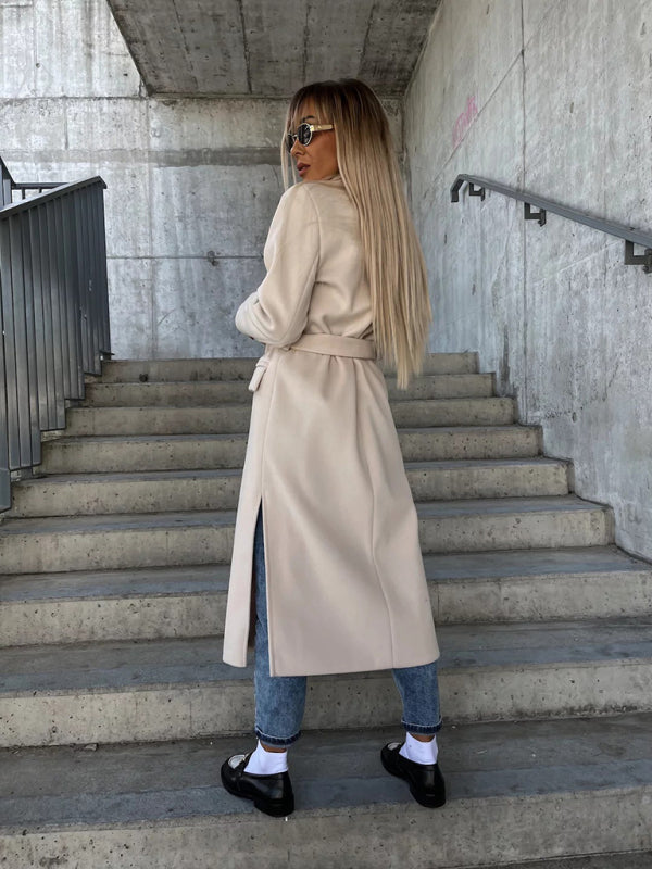 Long Sleeve Buttoned Wool Jacket