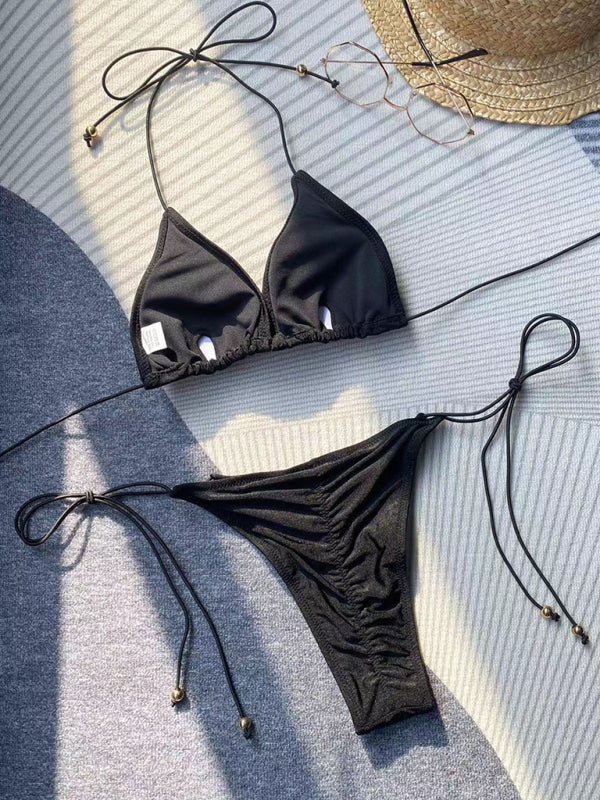 Solid Color Rope Tie Bikini