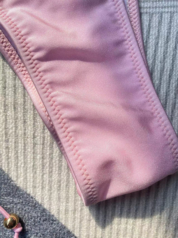 Solid Color Rope Tie Bikini