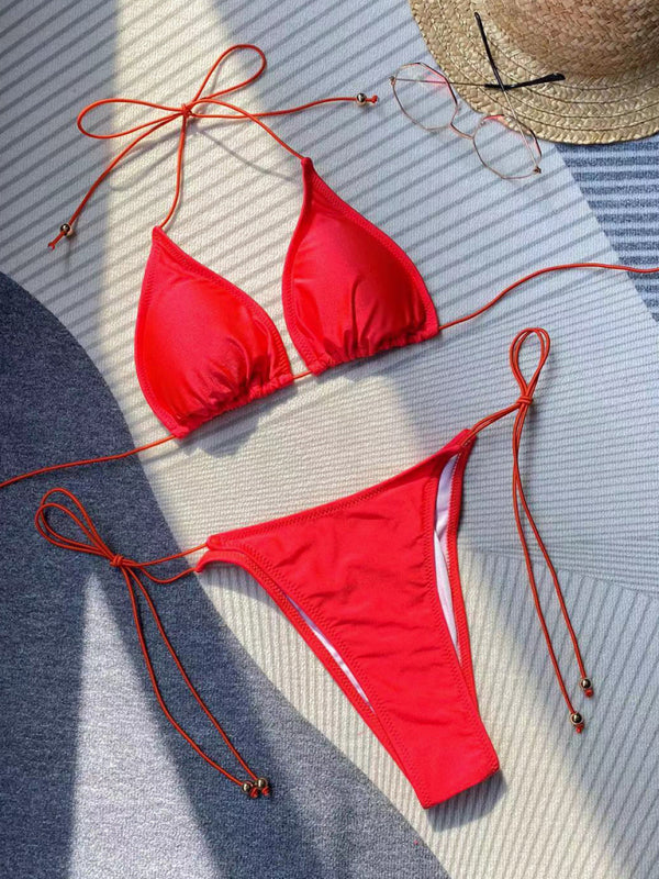 Solid Color Rope Tie Bikini