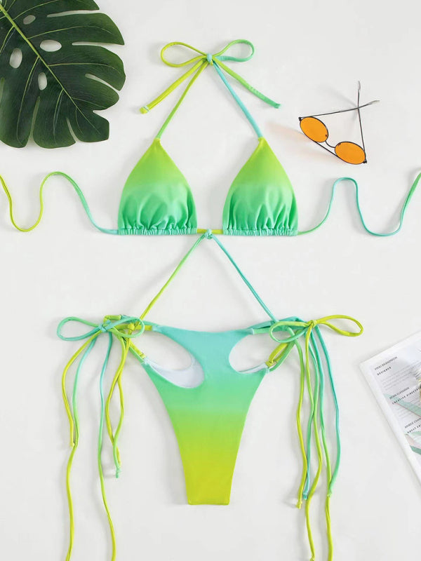 Gradient Hollow Fringed One Piece Swimsuit