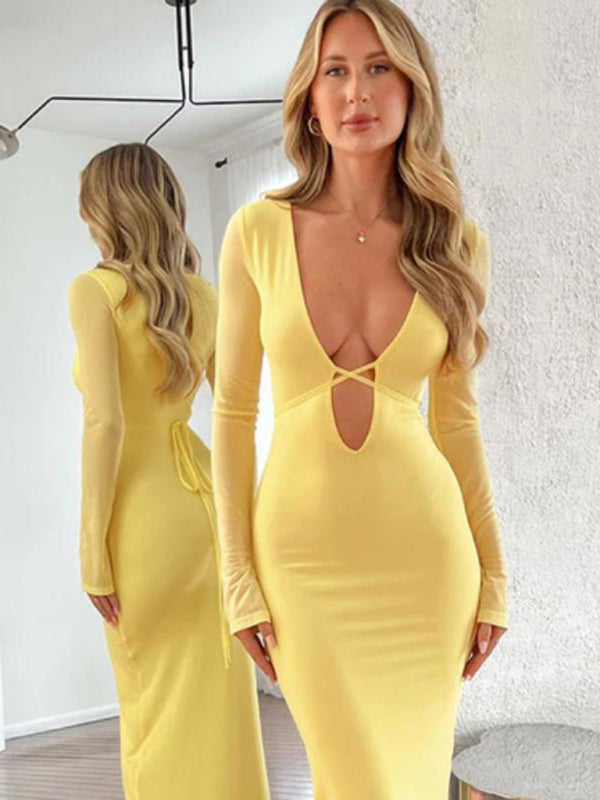 Mesh Deep V Dress