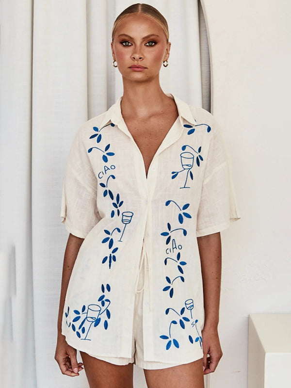 Chic Embroidered Two Piece Outfit