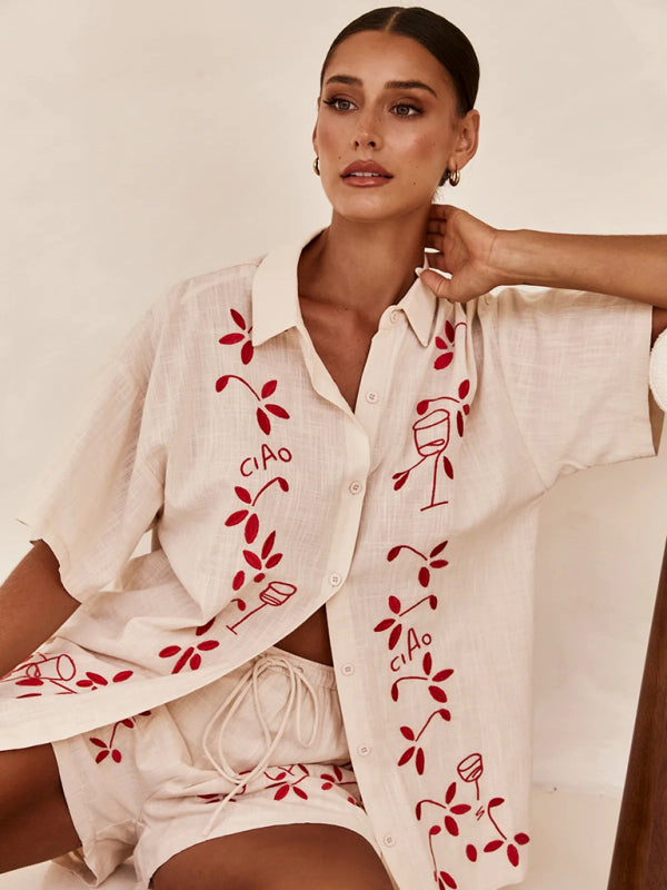 Chic Embroidered Two Piece Outfit