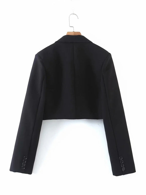 Chic Short Blazer with High-Waist Skirt