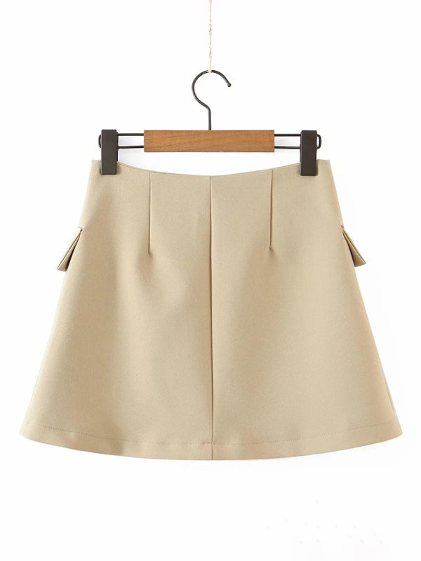 Chic Short Blazer with High-Waist Skirt