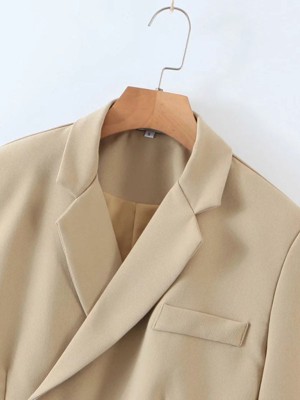 Chic Short Blazer with High-Waist Skirt