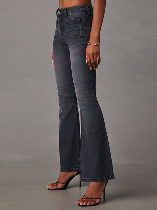Retro Washed High Waist Flared Jeans