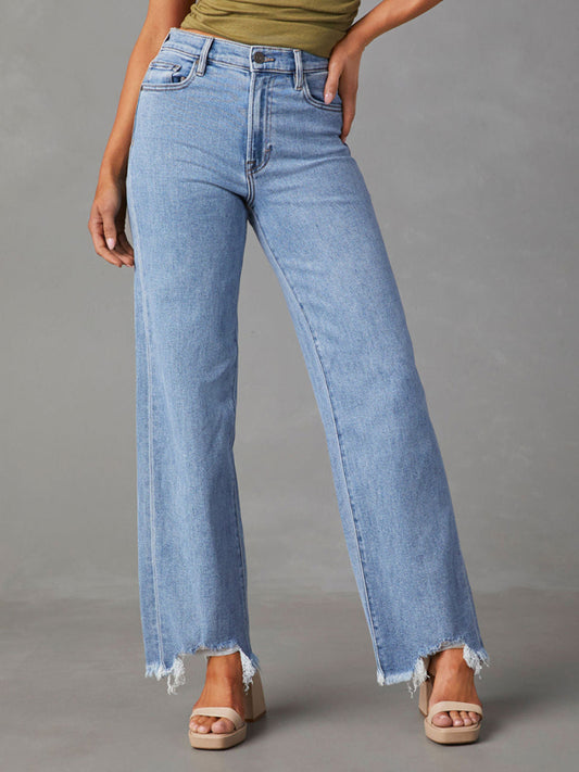 Loose Casual Tassel Straight Jeans