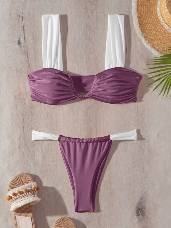New bikini sexy V pleated bikini