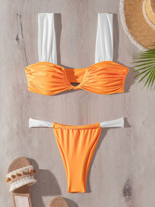 New bikini sexy V pleated bikini