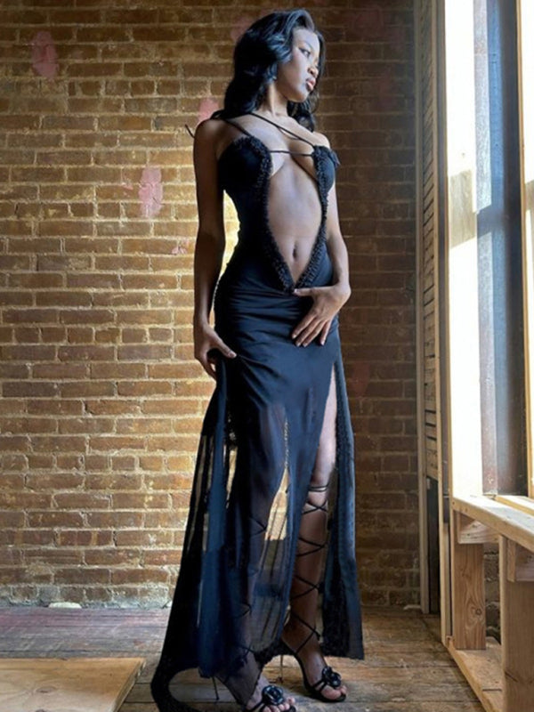 Sexy Halter Neck Wrap Long Dress