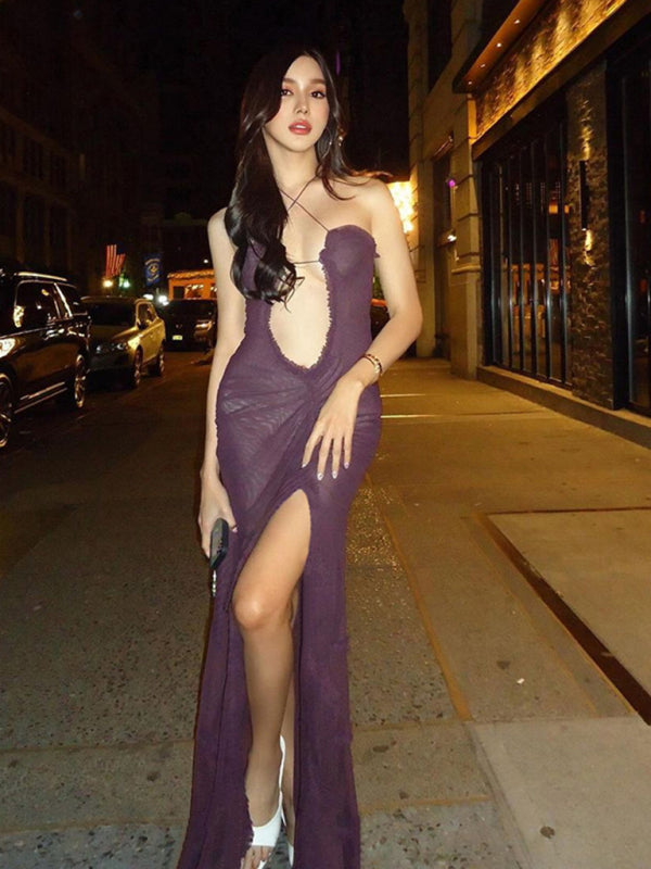 Sexy Halter Neck Wrap Long Dress