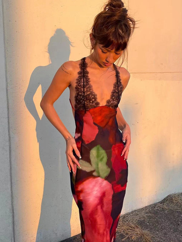 Slim Fit Lace Suspender Dress