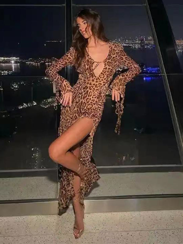 New sexy leopard print long dress