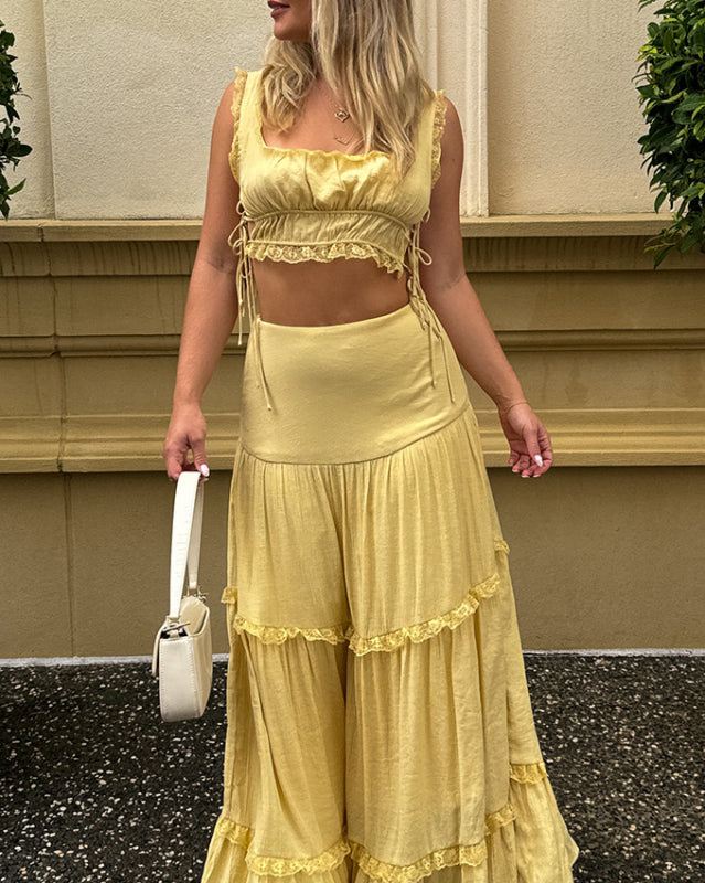 Chic Solid Two Piece Skirt Suit