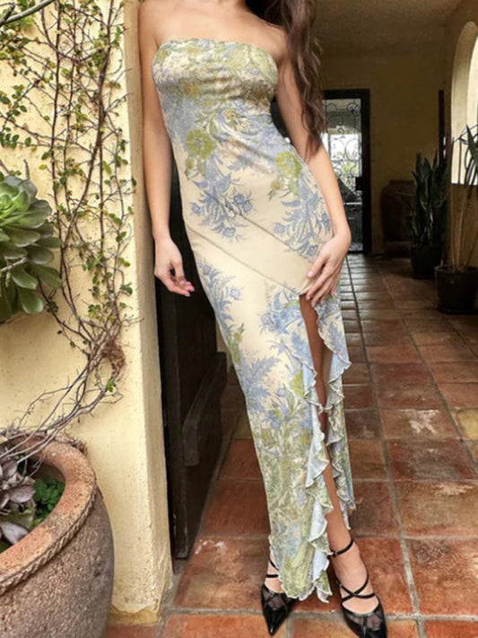 New elegant printed slim fit tube dress