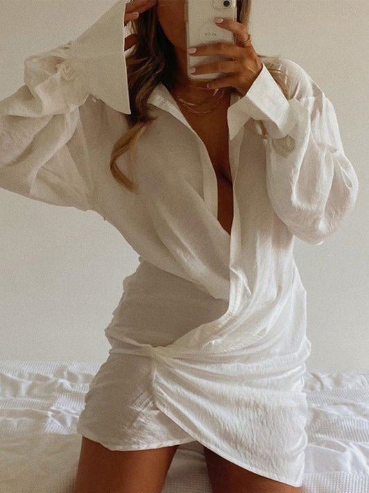 Long sleeve deep V dress