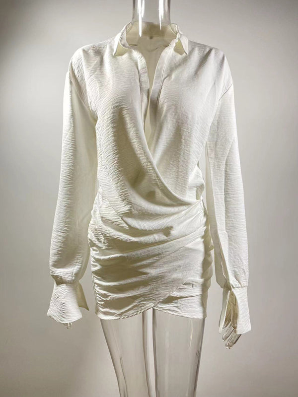 Long sleeve deep V dress