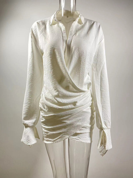 Long sleeve deep V dress