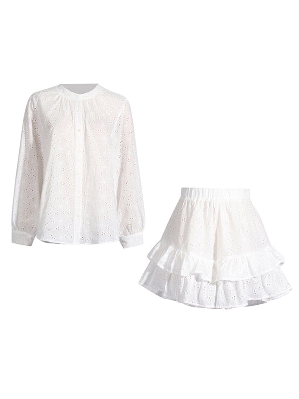 Chic Long Sleeve Shirt & Shorts Outfit