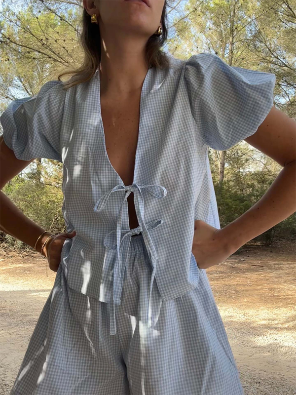 Casual Plaid Two-Piece Set