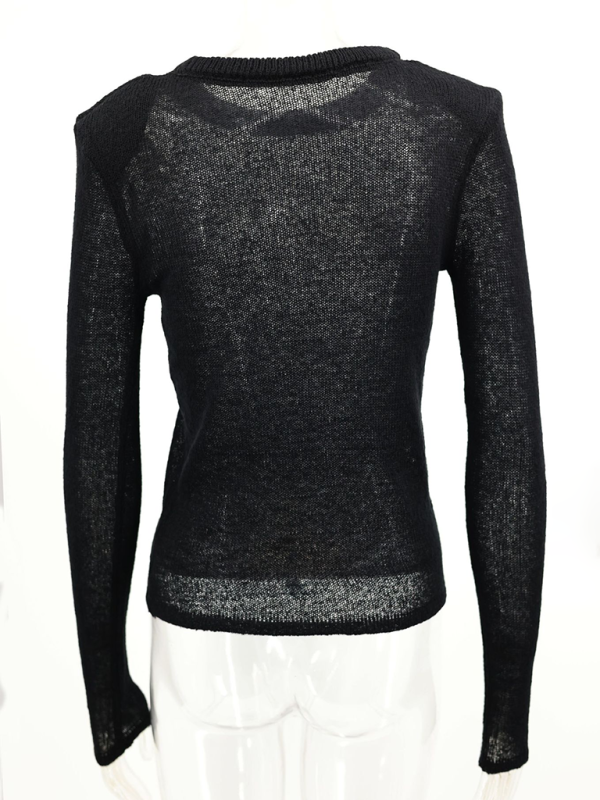 Hollow Knit Casual Long Sleeve Top