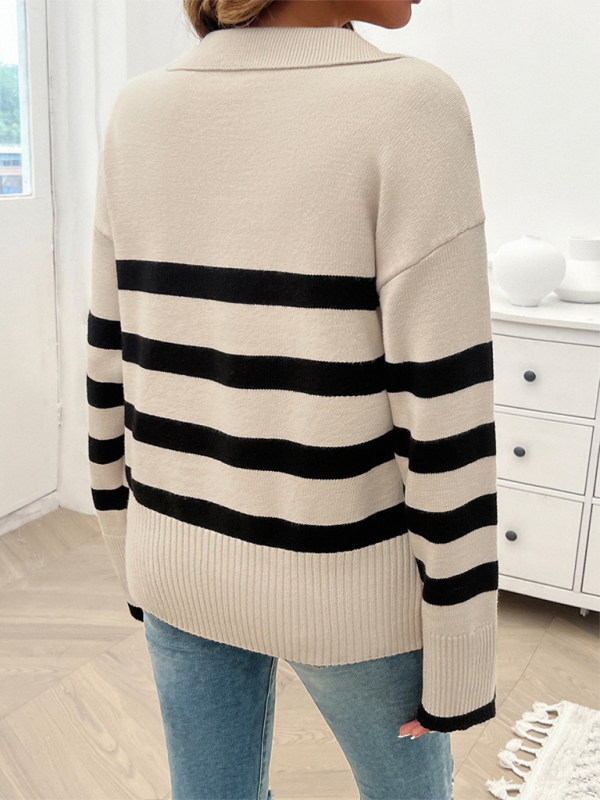 Women's casual loose lapel sweater top