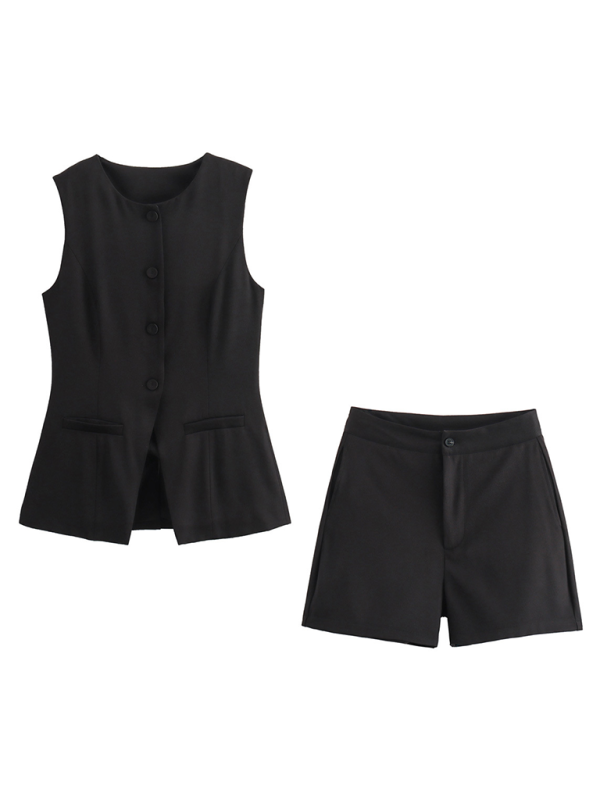 V-neck slim vest suit