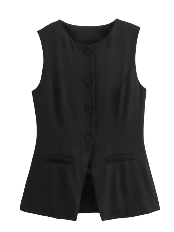 V-neck slim vest suit
