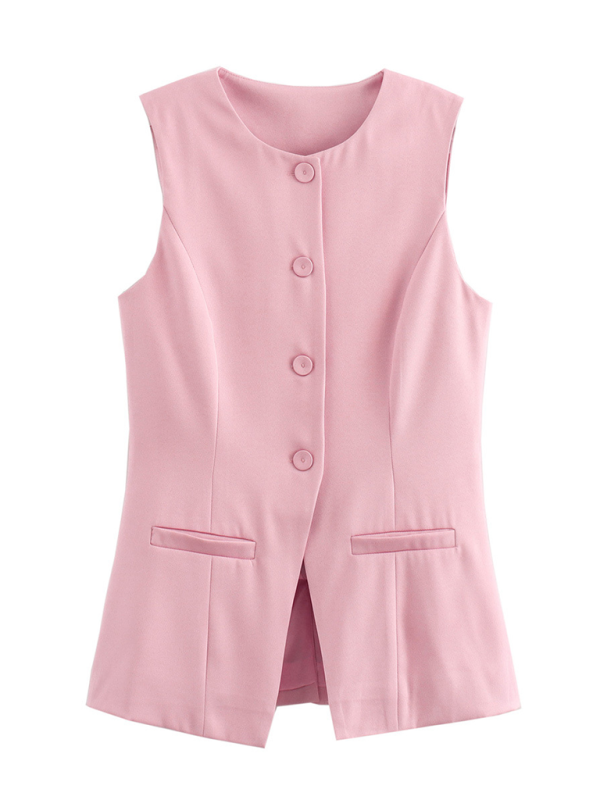 V-neck slim vest suit