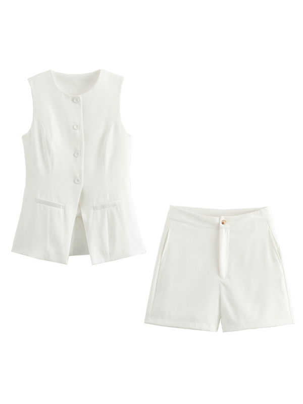 V-neck slim vest suit