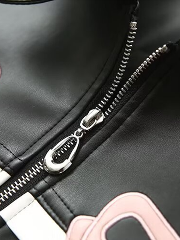 Bow Zipper Leather Jacket