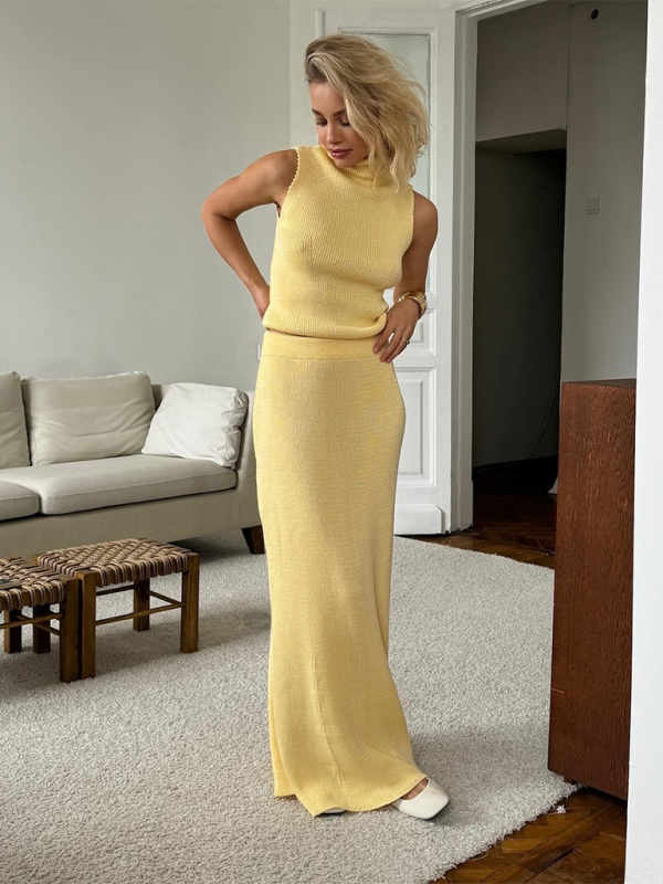 Elegant Woolen Two Piece Outfit