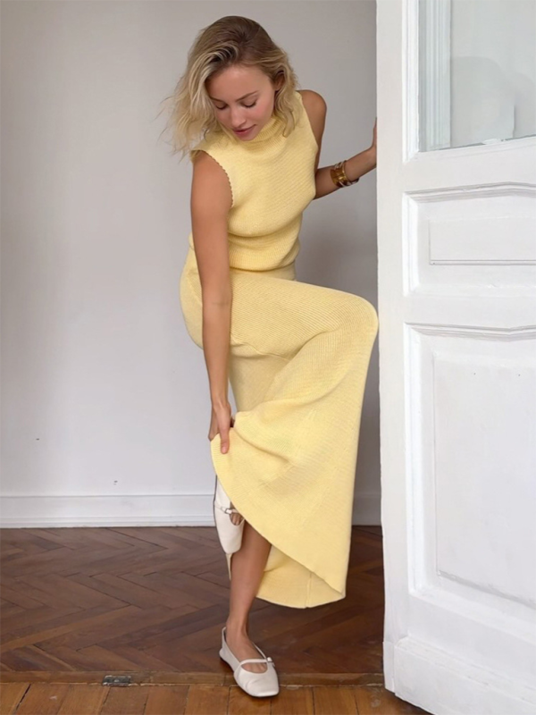 Elegant Woolen Two Piece Outfit