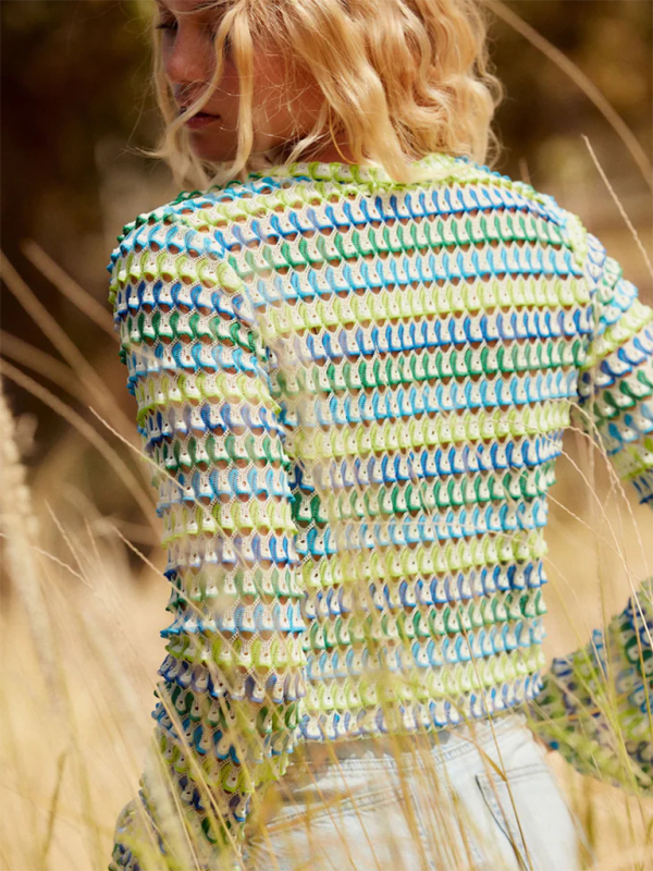 Lace waist-baring trumpet sleeve set