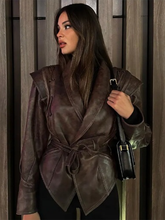 Leather imitated jacket